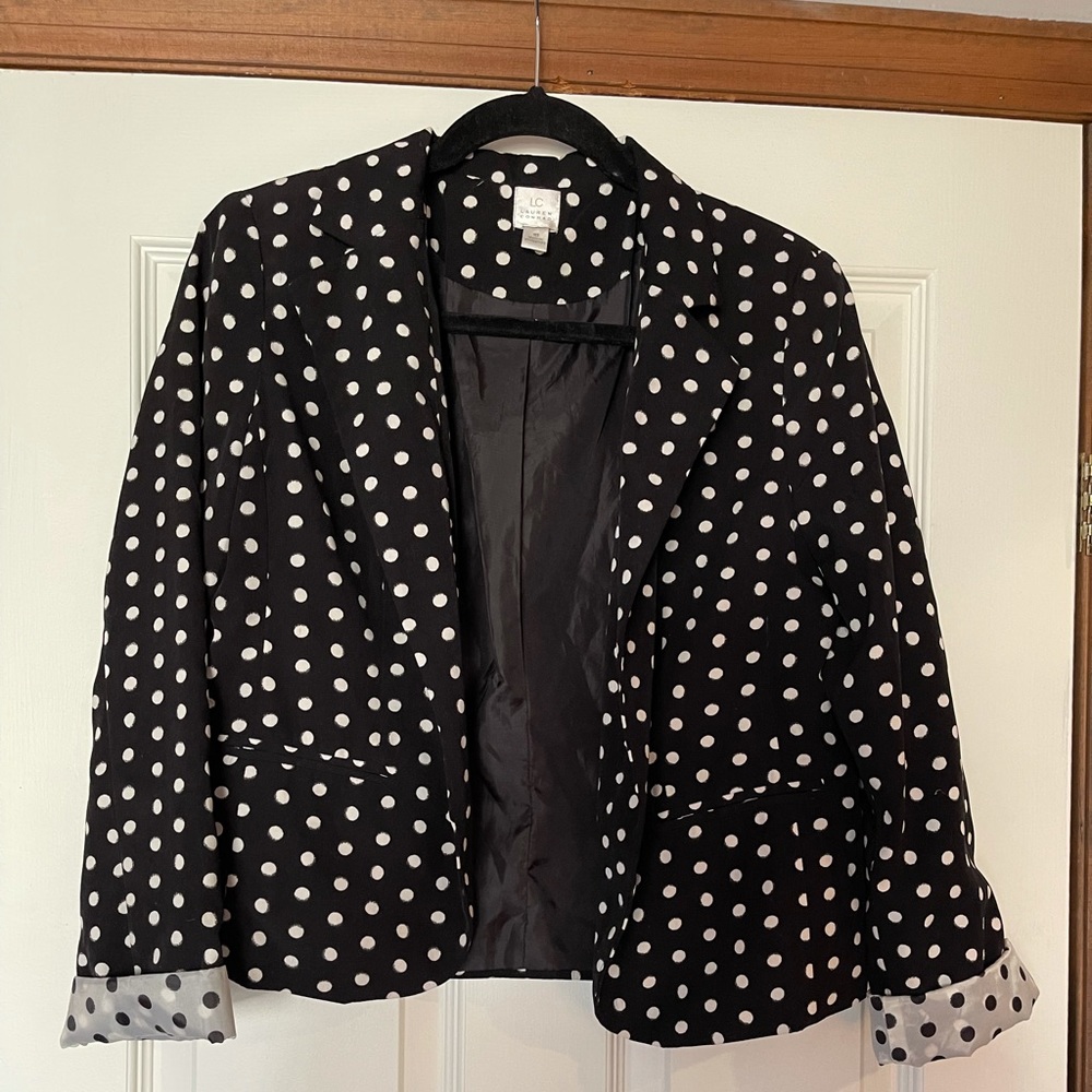 Lauren Conrad black and white polka dot blazer